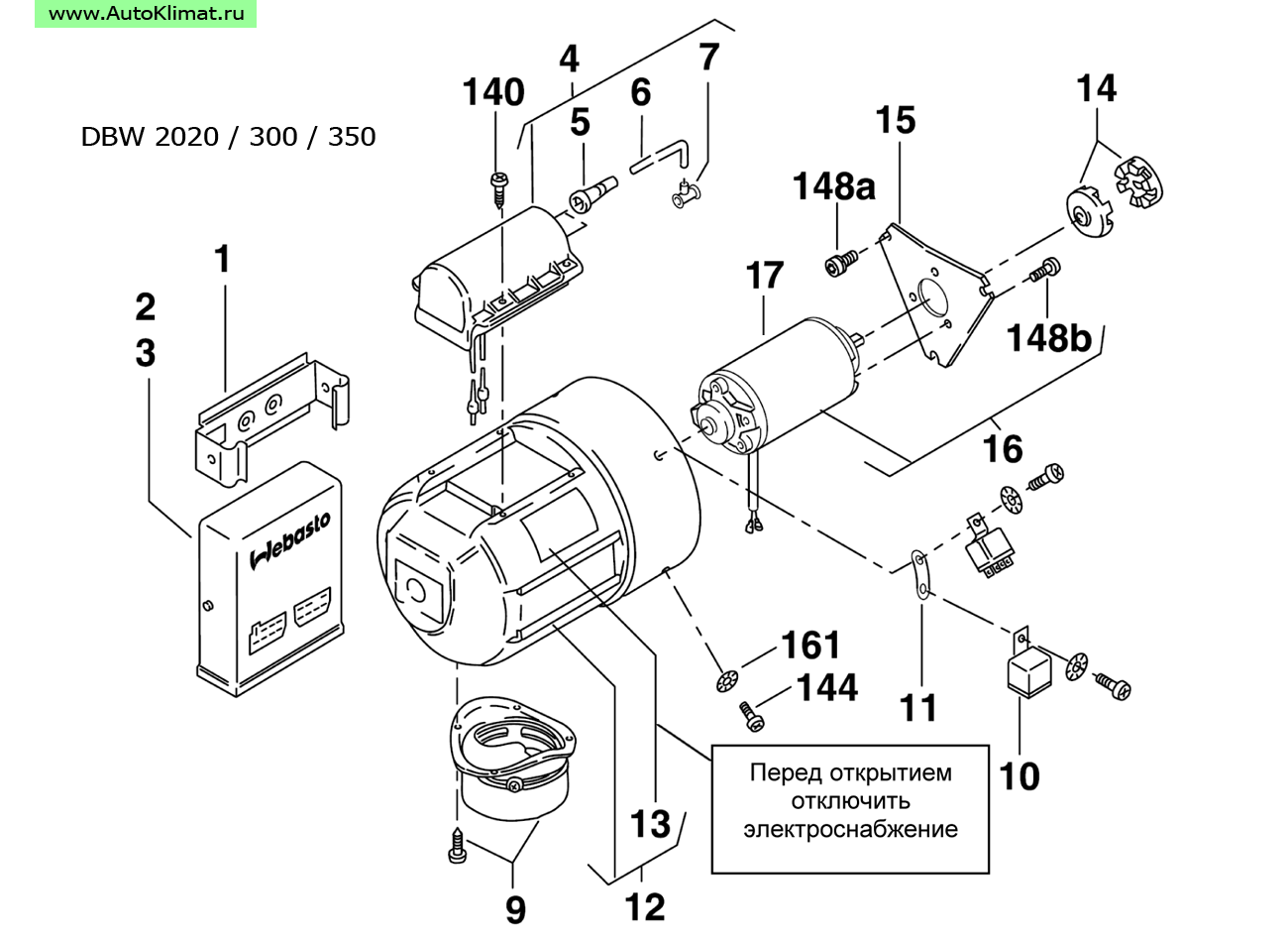 388807 Катушка зажигания высоковольтная 12В - автономный отопитель Вебасто (Webasto) DBW 2020/230/300/350