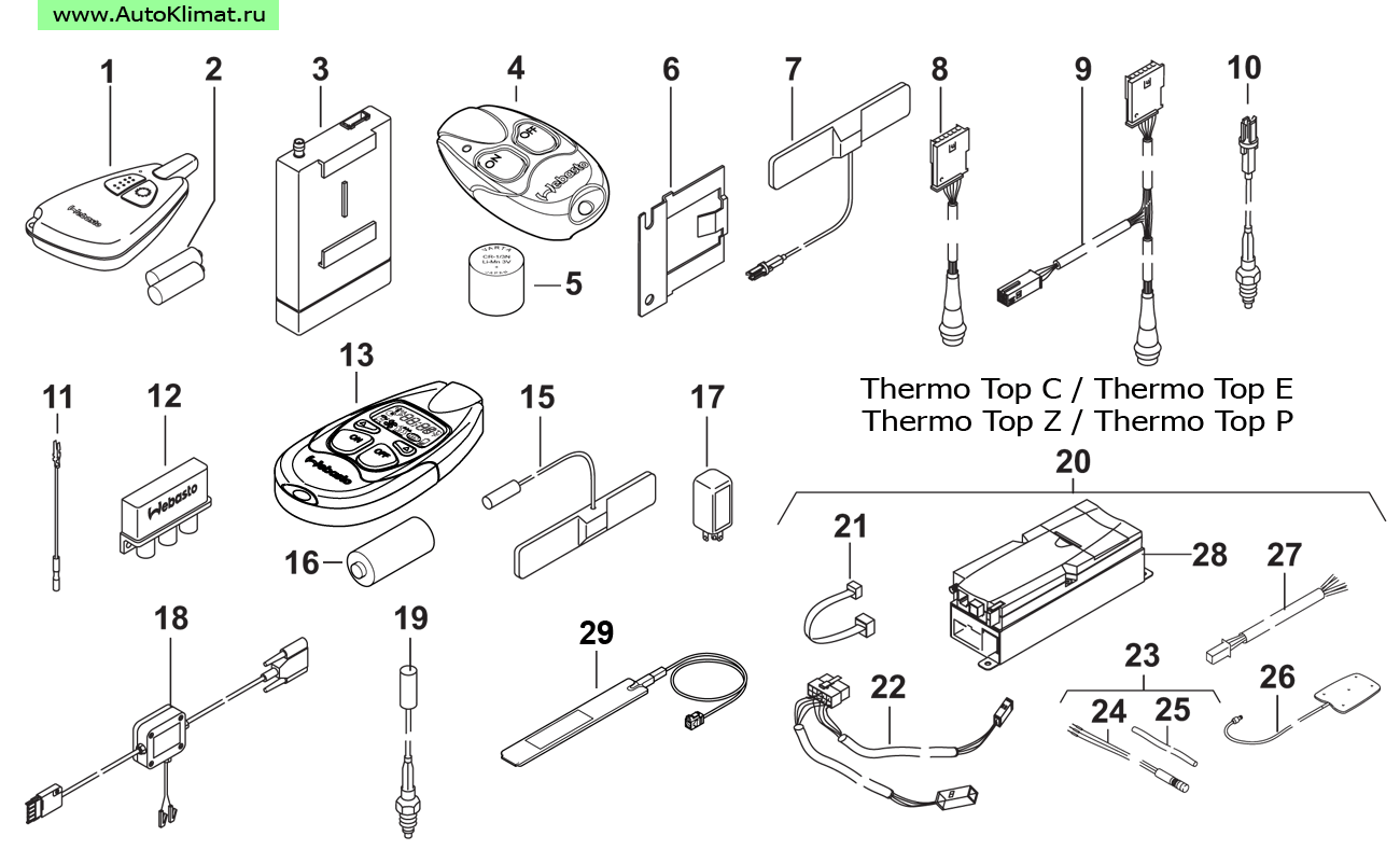 31916A Кабель с разъёмом на мини-таймер - автономный отопитель Вебасто (Webasto) Каталог 10, Thermo Top C, Tele Thermo Top T/S