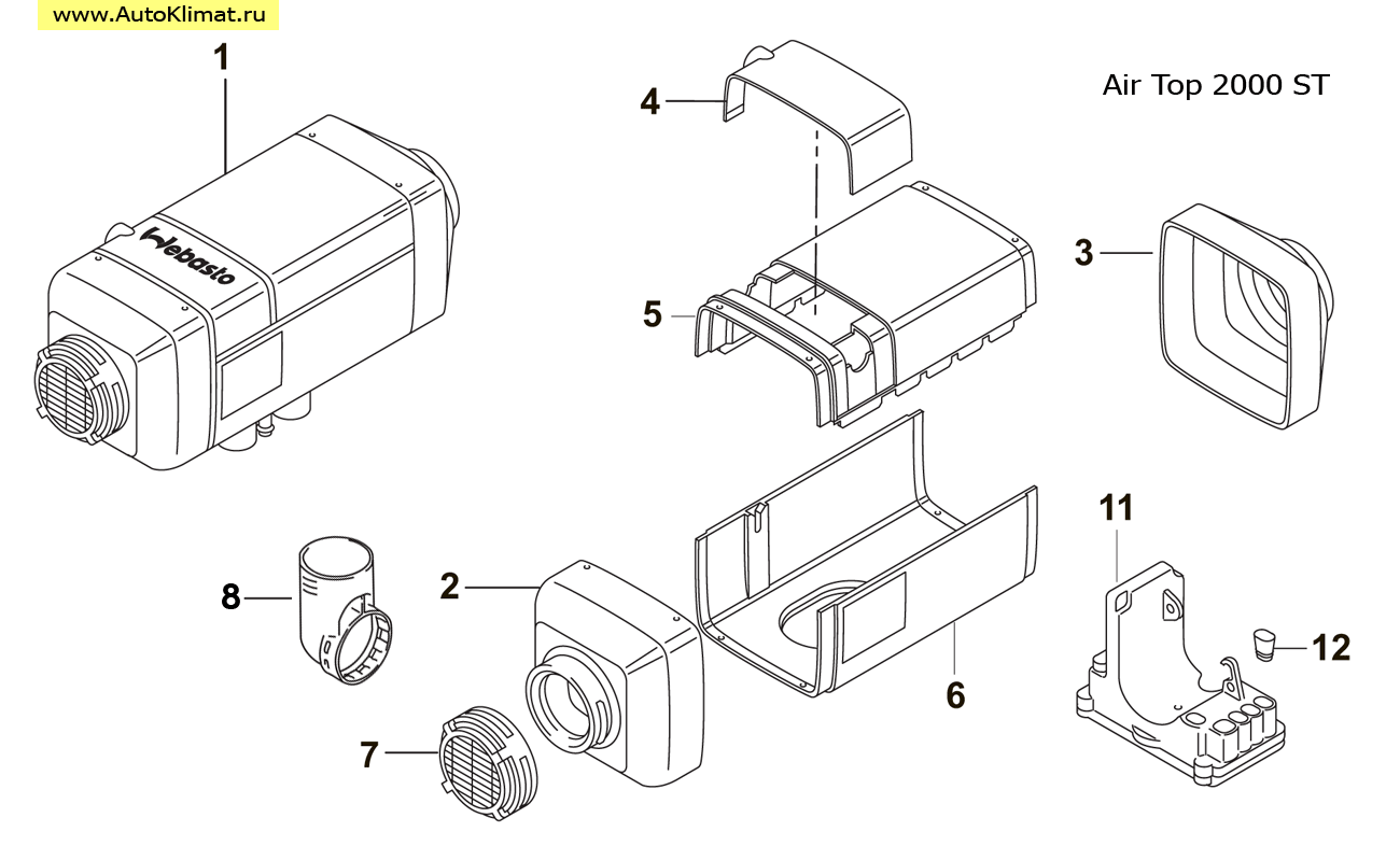 67490D Колпак забора воздуха d=60 мм Air Top 2000 ST/STC - автономный отопитель Вебасто (Webasto) Air Top 2000 ST, Air Top 2000/2000 S