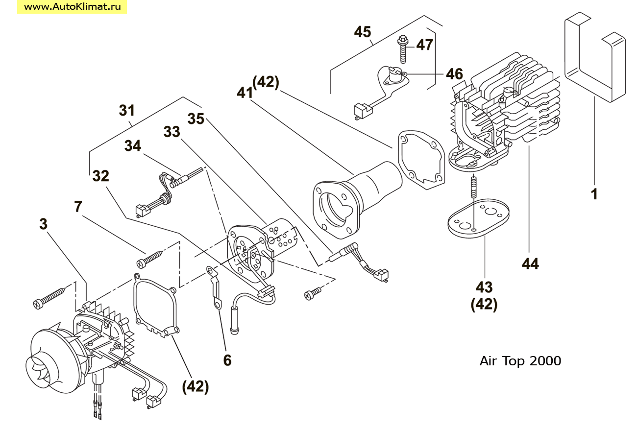 84883A Камера сгорания Air Top 2000 ST/STC бензин - автономный отопитель Вебасто (Webasto) Air Top 2000 ST, Air Top 2000/2000 S