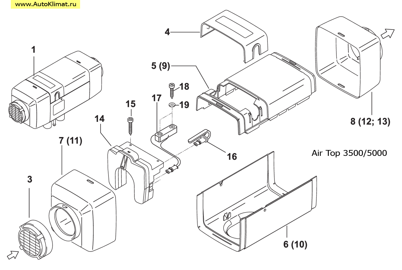 89839C Блок управления AT3500 SG 1580 12В дизель (стандарт) - автономный отопитель Вебасто (Webasto) Air Top 3500/5000
