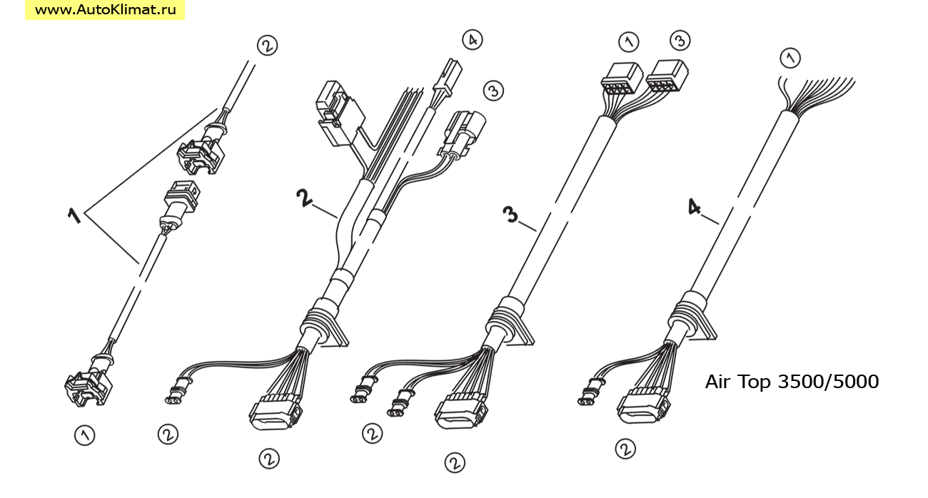 89634D Проводка для отопителя AT3500/AT5000 (стандарт) - автономный отопитель Вебасто (Webasto) Air Top 3500/5000