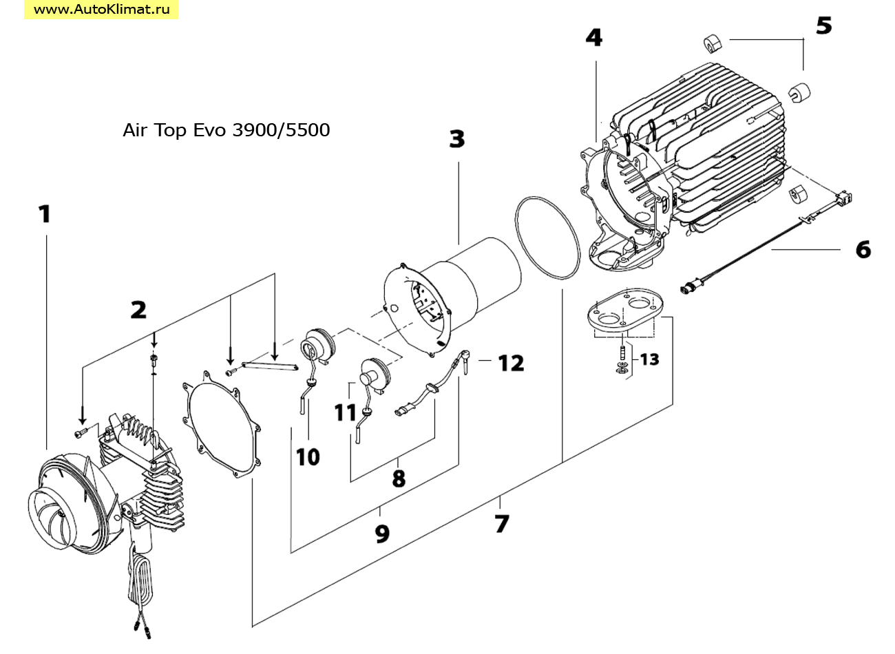 9018417A Вентилятор Air Top Evo 3900 12/24В - автономный отопитель Вебасто (Webasto) Air Top Evo 3900/5500