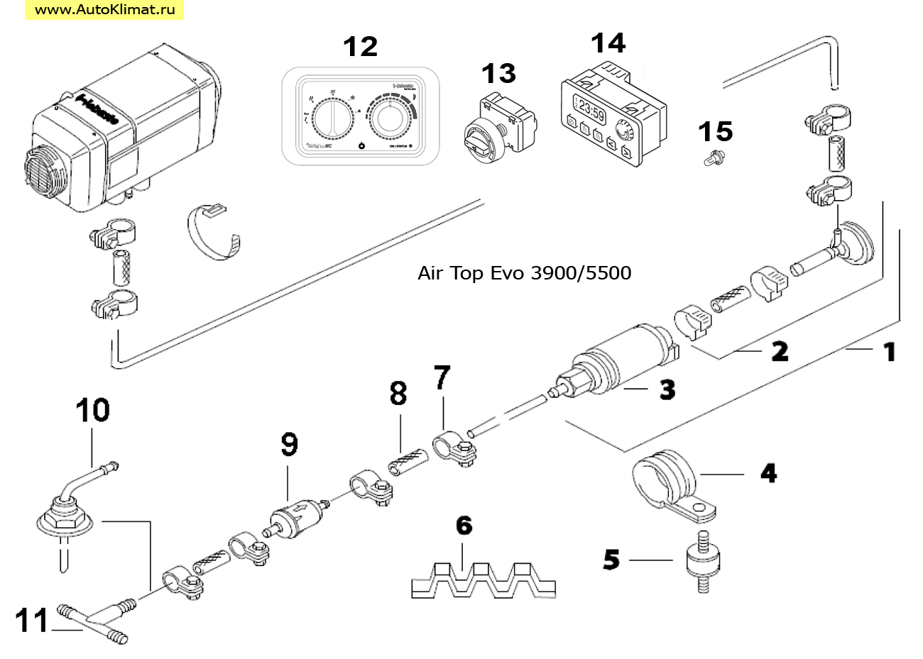 9034521B Таймер UNICONTROL (1531) - автономный отопитель Вебасто (Webasto) Air Top Evo 3900/5500