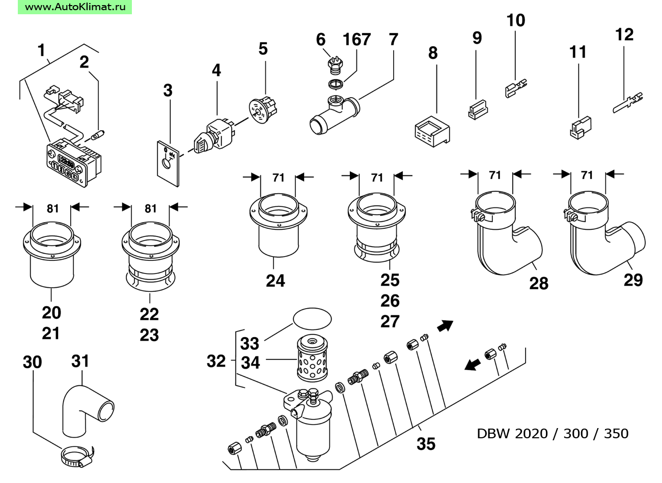 97457A Сменный элемент (фильтр КХ76) - автономный отопитель Вебасто (Webasto) Каталог 10, DBW 2020/230/300/350, Катера и Яхты, Thermo/DW 230/300/350