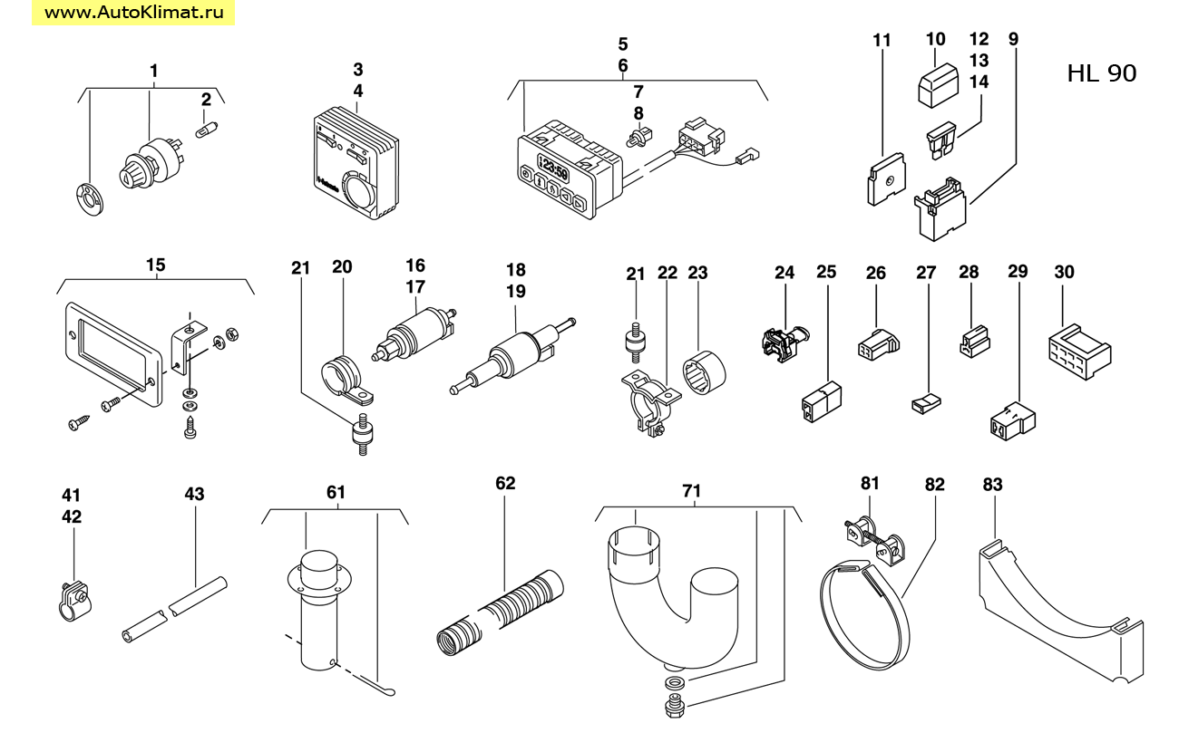 38623A ANSAUGROHR U. SPLINT - автономный отопитель Вебасто (Webasto) HL 90