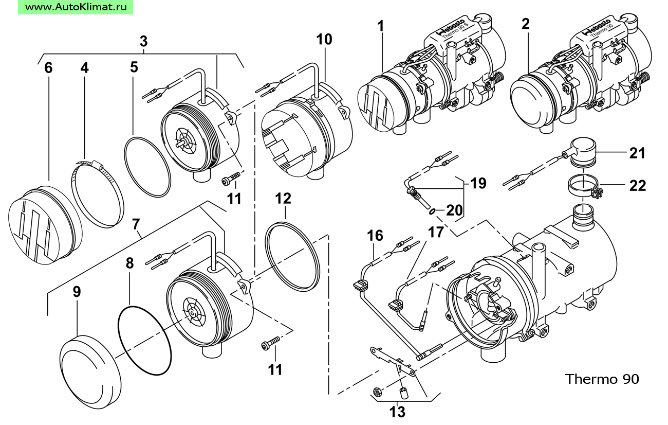 82410B Штифт накала Thermo 90 24В - автономный отопитель Вебасто (Webasto) Thermo 90/90 S