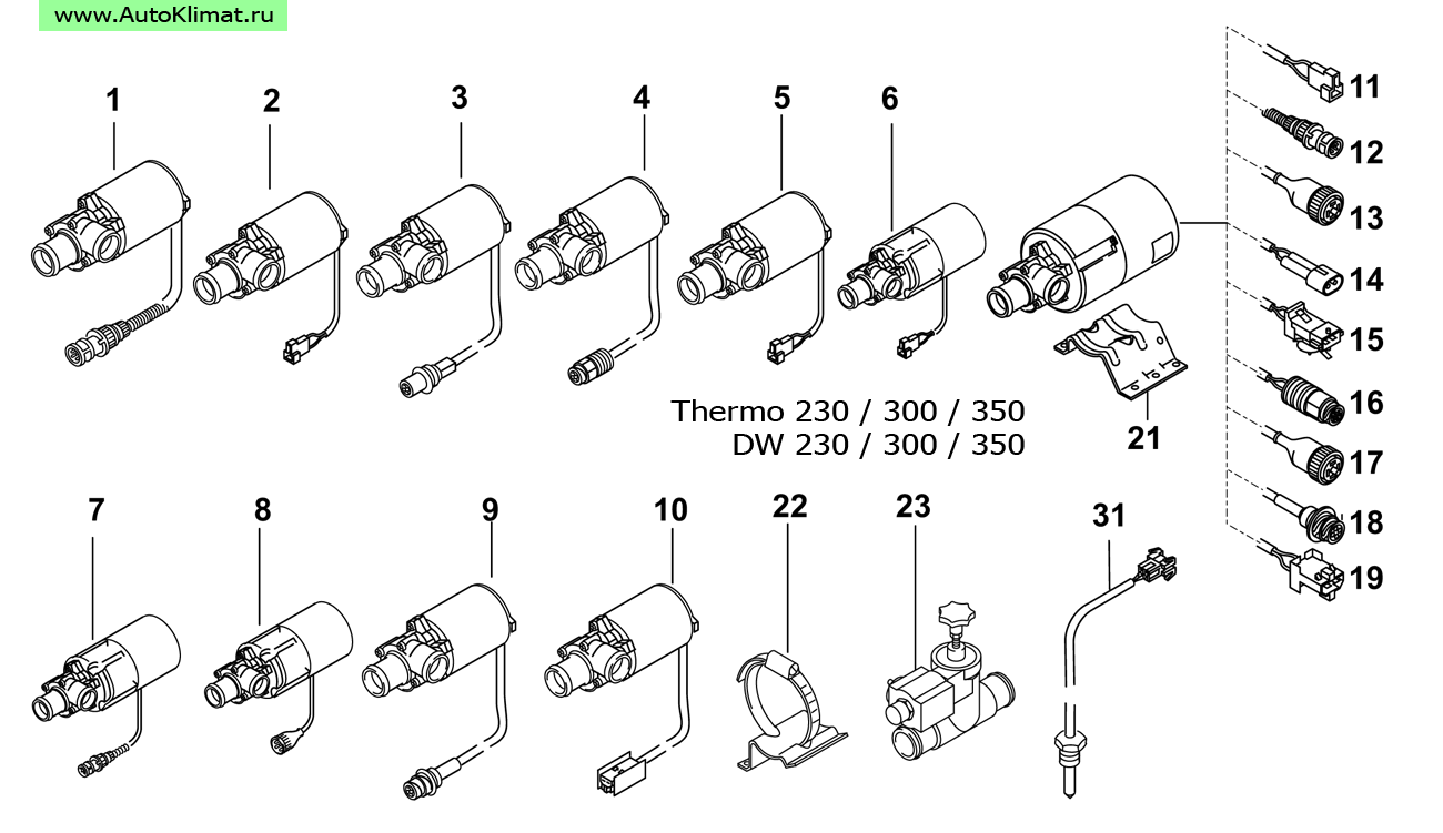 43152D Циркуляционный насос U4814 24В d=38 мм - автономный отопитель Вебасто (Webasto) Каталог 10, Pump, Thermo/DW 230/300/350