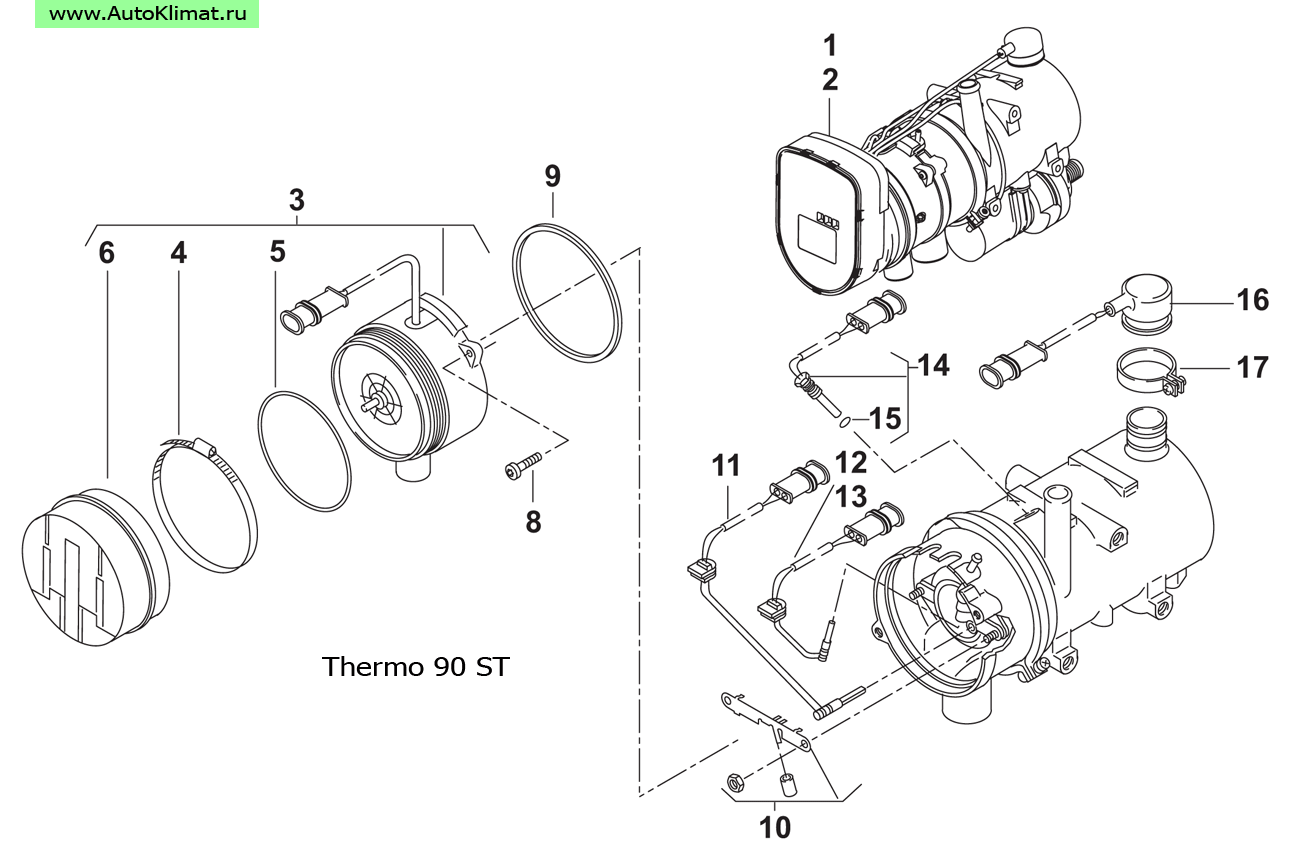 9010622A Вентилятор 12В Thermo 90 ST - автономный отопитель Вебасто (Webasto) Thermo 90 ST