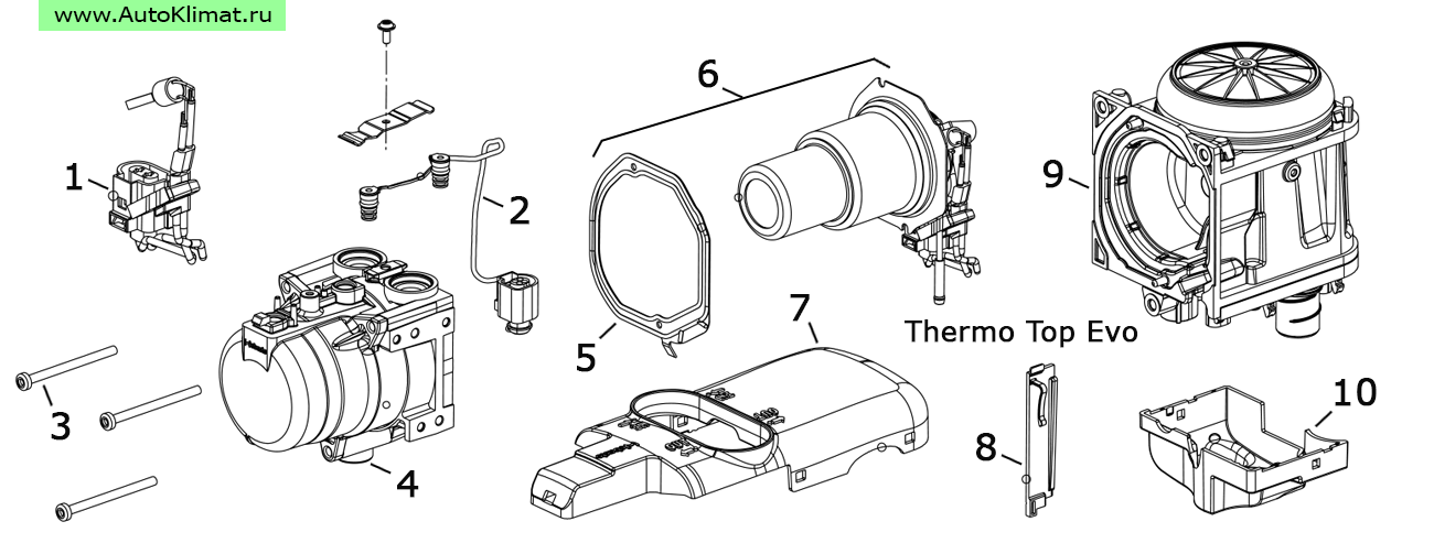 1315943A Блок управления с вентилятором Thermo Top Evo 4 дизель 12В - автономный отопитель Вебасто (Webasto) Thermo Top Evo 4/5